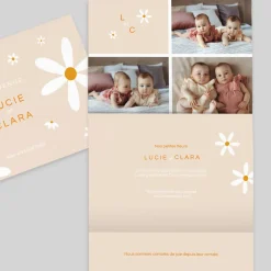 Faire-part Naissance Jumeaux^Planet cards Nos Jolies Fleurs