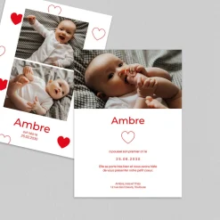 Faire-part Naissance Fille^Planet cards Notre Bébé Coeur