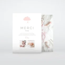 Carte Remerciement Naissance Classique^Planet cards Nuage de merci