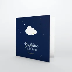 Faire-part Baptême Civil^Planet cards Nuage Et Petites étoiles