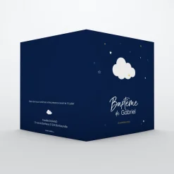Faire-part Baptême Civil^Planet cards Nuage Et Petites étoiles