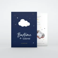 Faire-part Baptême Civil | Gamme Complète^Planet cards Nuage et étoiles