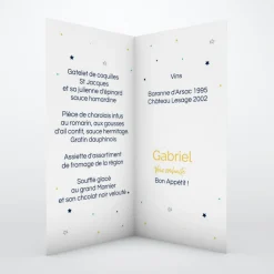 Menu Baptême^Planet cards Nuage et étoiles