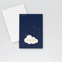 Marque-place Baptême^Planet cards Nuage et étoiles