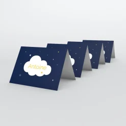 Marque-place Baptême^Planet cards Nuage et étoiles