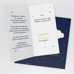 Menu Baptême^Planet cards Nuage et étoiles