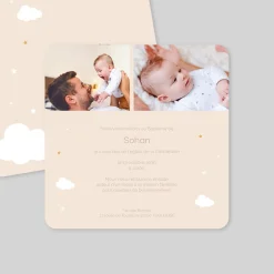 Faire-part Baptême Civil^Planet cards Nuages