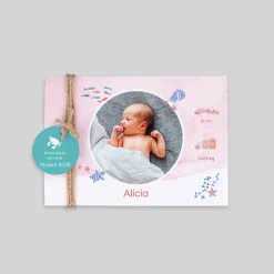 Faire-part Naissance Animaux | Créations En Collaboration^Planet cards Océan et Aquarelle Rose