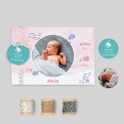 Faire-part Naissance Animaux | Créations En Collaboration^Planet cards Océan et Aquarelle Rose