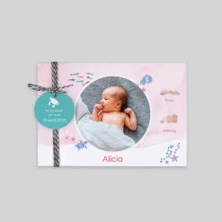 Faire-part Naissance Animaux | Créations En Collaboration^Planet cards Océan et Aquarelle Rose