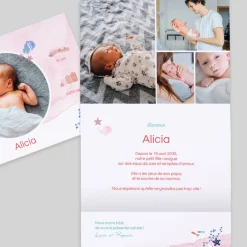 Faire-part Naissance Animaux | Créations En Collaboration^Planet cards Océan et Aquarelle Rose