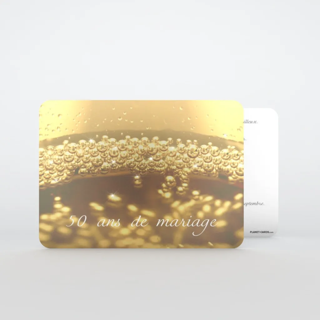 Carte Invitation Noces D'or | Carte Invitation Noces D'or^Planet cards Or Et Champagne