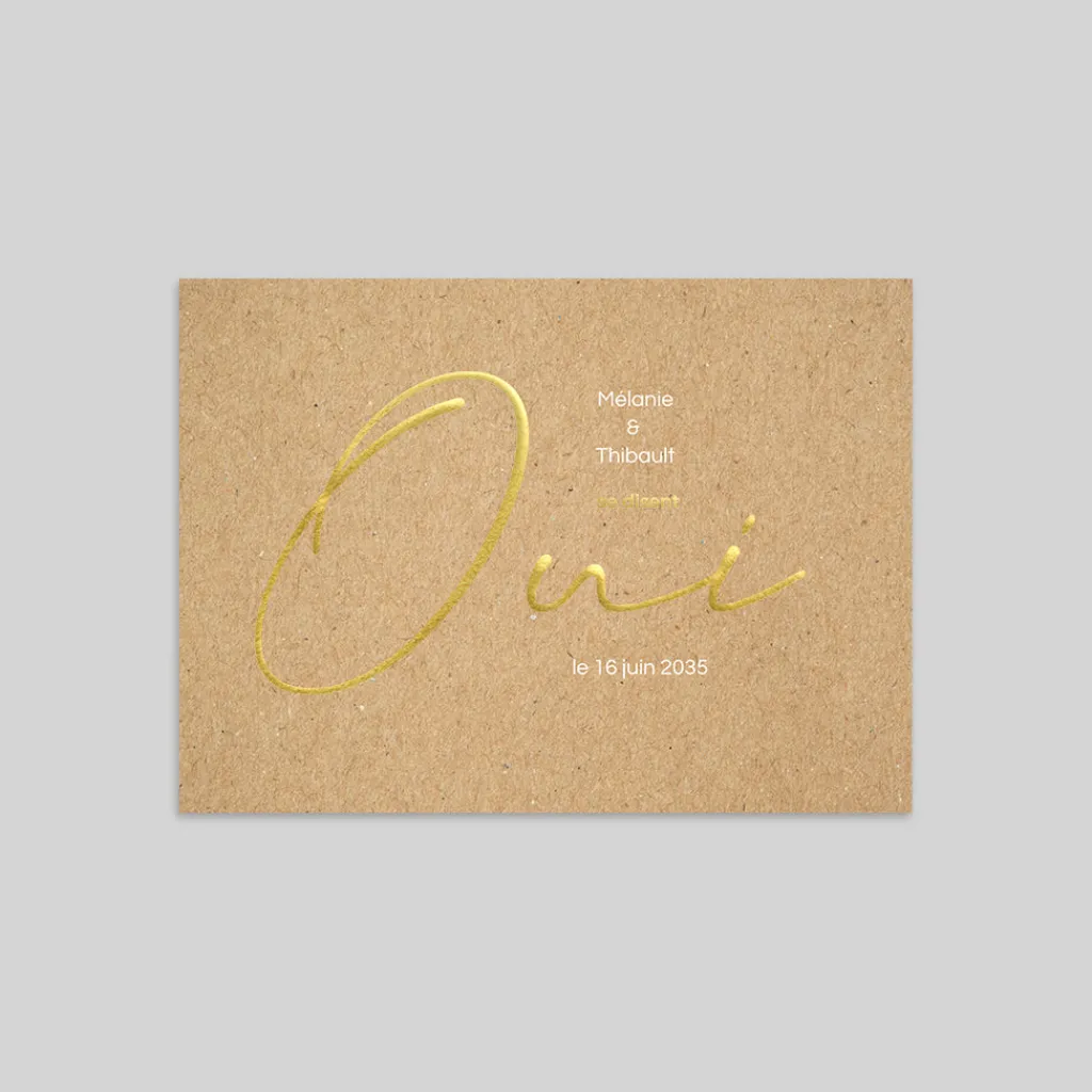 Faire-part Mariage Dorure^Planet cards Oui doré