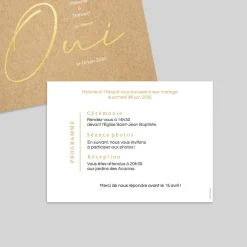 Faire-part Mariage Dorure^Planet cards Oui doré
