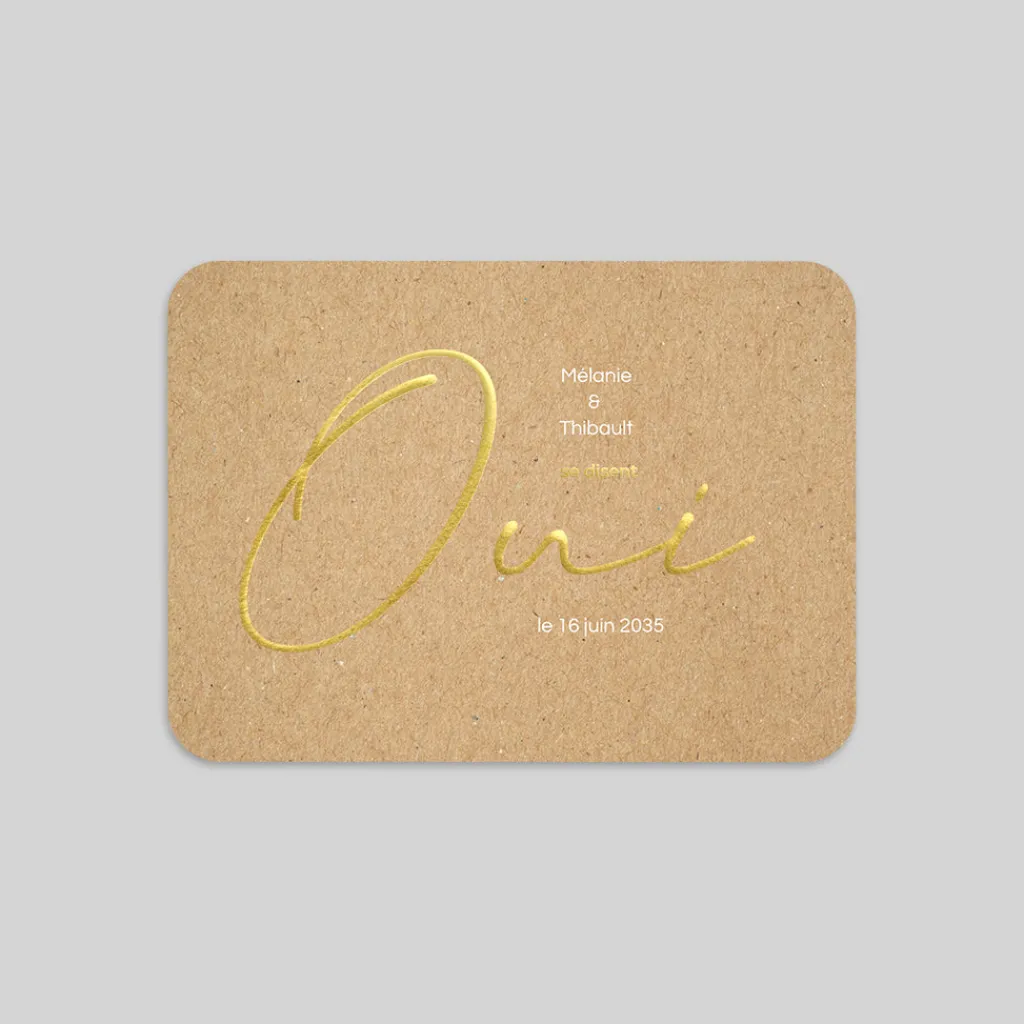 Faire-part Mariage Dorure^Planet cards Oui doré