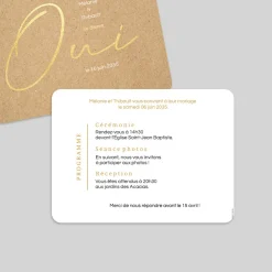 Faire-part Mariage Dorure^Planet cards Oui doré