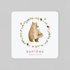 Faire-part Baptême Champêtre^Planet cards Ours des Bois