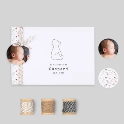 Faire-part Naissance Animaux | Faire-part Naissance Fille^Planet cards Ours et Couronne Liberty