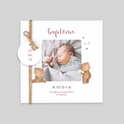 Faire-part Baptême Original^Planet cards Ourson Étoilé