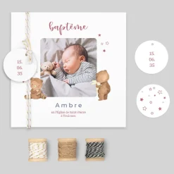 Faire-part Baptême Original^Planet cards Ourson Étoilé