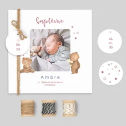 Faire-part Baptême Original^Planet cards Ourson Étoilé