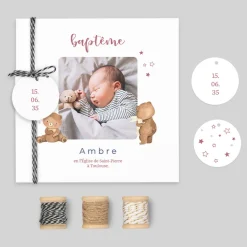Faire-part Baptême Original^Planet cards Ourson Étoilé
