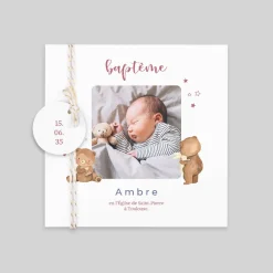 Faire-part Baptême Original^Planet cards Ourson Étoilé
