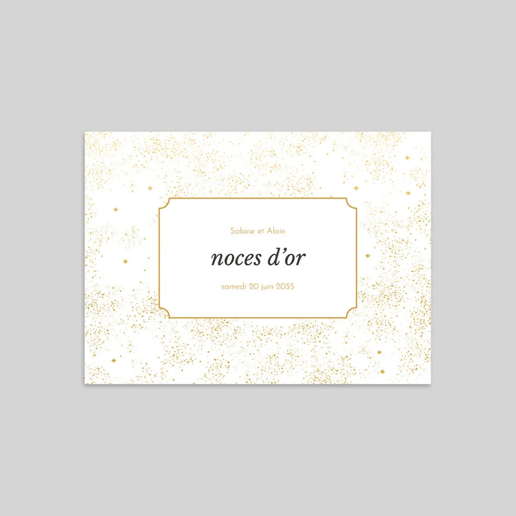 Carte Invitation Noces D'or | Carte Invitation Noces D'or^Planet cards Paillettes d'Or