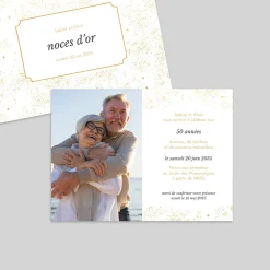 Carte Invitation Noces D'or | Carte Invitation Noces D'or^Planet cards Paillettes d'Or