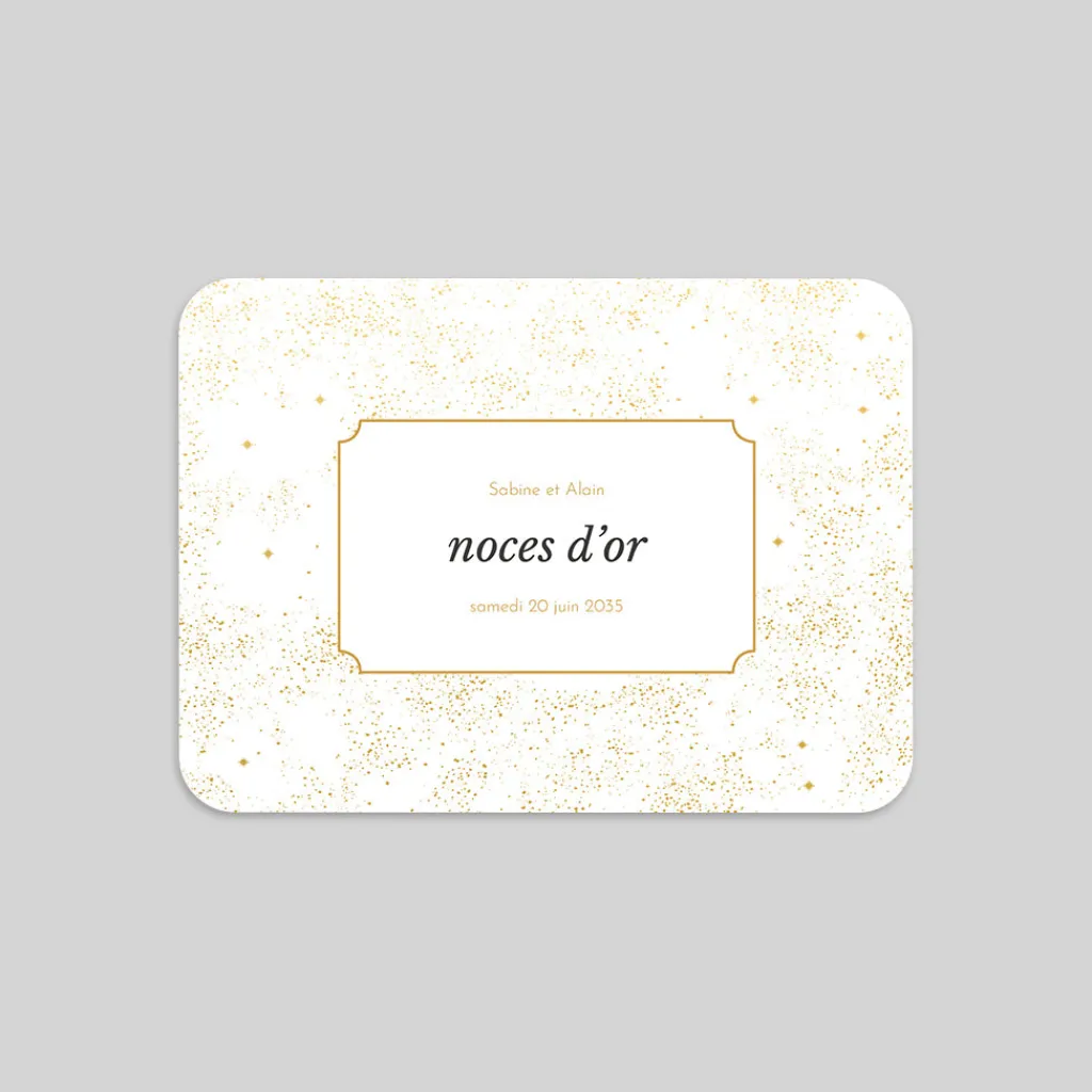 Carte Invitation Noces D'or | Carte Invitation Noces D'or^Planet cards Paillettes d'Or