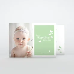 Faire-part Baptême Civil^Planet cards Papillons simples