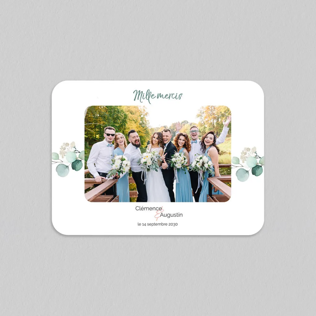 Carte Remerciement Mariage Champêtre^Planet cards Pastel et Eucalyptus