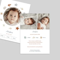 Faire-part Naissance Animaux | Faire-part Naissance Fille^Planet cards Petit Coquillage