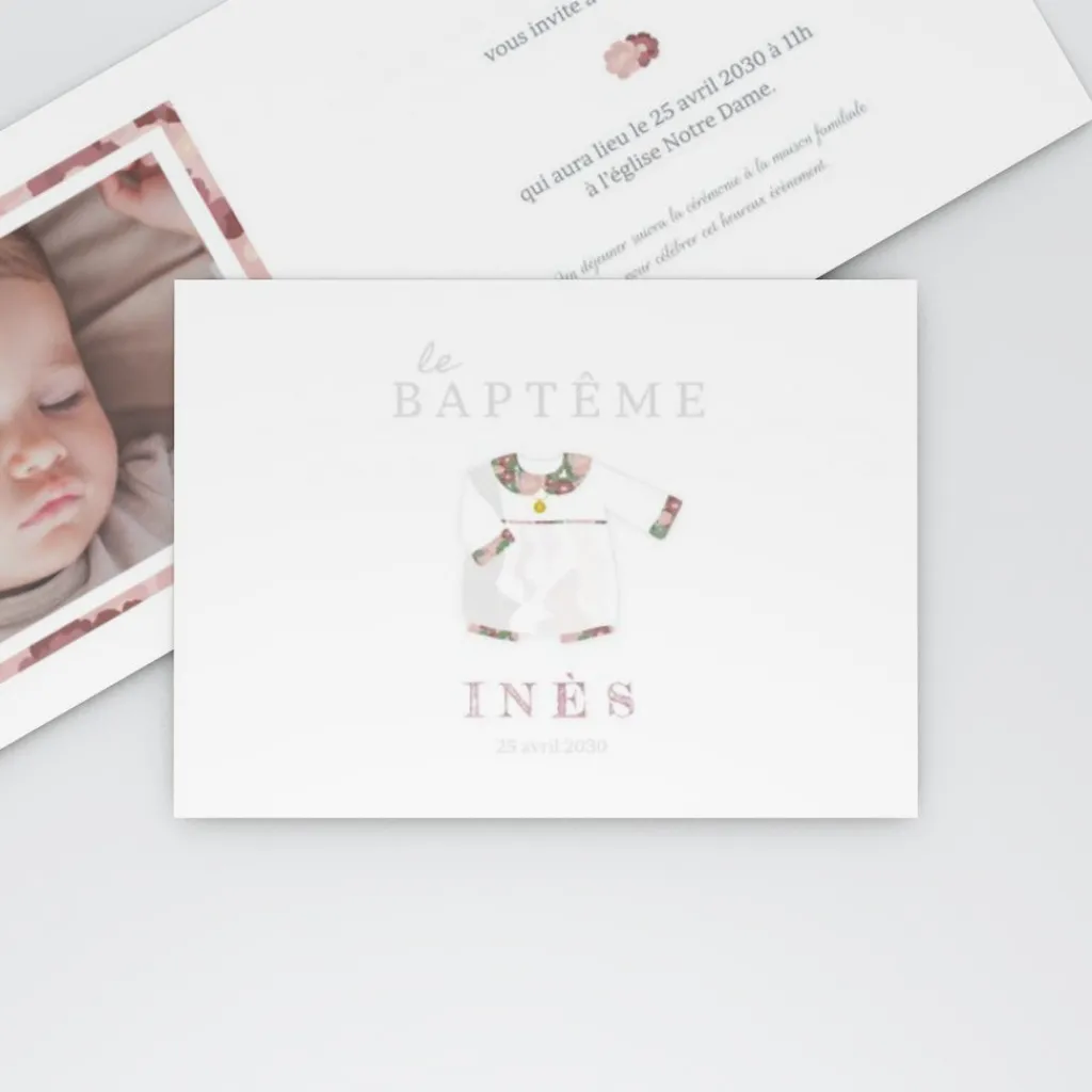 Faire-part Baptême Fille^Planet cards Petit Habit Liberty