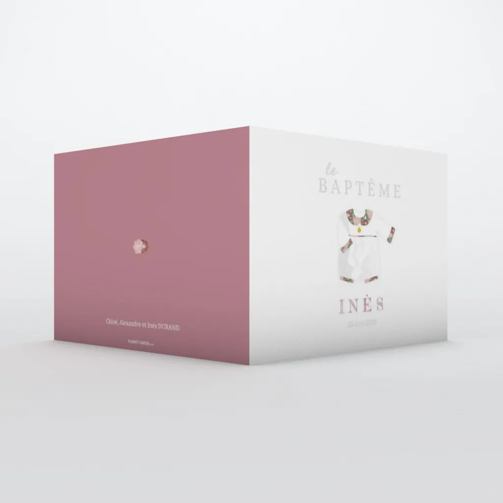 Faire-part Baptême Fille^Planet cards Petit Habit Liberty