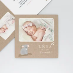 Faire-part Naissance Animaux^Planet cards Petit Koala