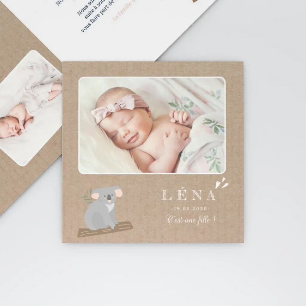 Faire-part Naissance Animaux^Planet cards Petit Koala