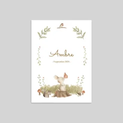 Faire-part Naissance Animaux | Faire-part Naissance Fille^Planet cards Petit Lapin en forêt