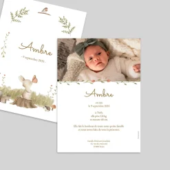 Faire-part Naissance Animaux | Faire-part Naissance Fille^Planet cards Petit Lapin en forêt