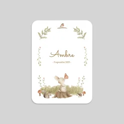 Faire-part Naissance Animaux | Faire-part Naissance Fille^Planet cards Petit Lapin en forêt