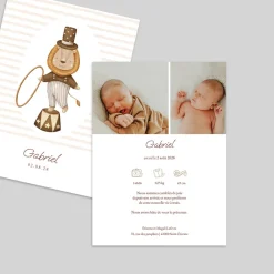 Faire-part Naissance Animaux | Faire-part Naissance Garçon^Planet cards Petit lion du cirque
