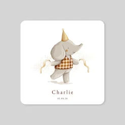 Faire-part Naissance Animaux | Faire-part Naissance Fille^Planet cards Petit éléphant au cirque
