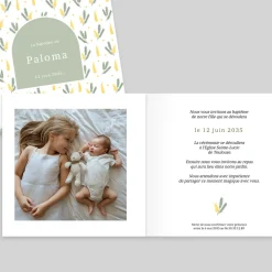 Faire-part Baptême Champêtre^Planet cards Petit Mimosa Champêtre
