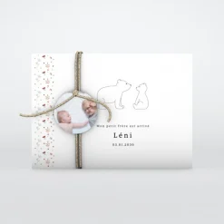 Faire-part Naissance Animaux^Planet cards Petit Ours et Liberty