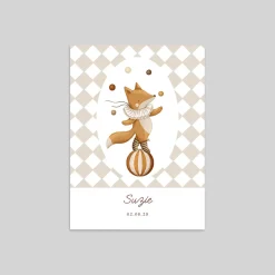 Faire-part Naissance Animaux | Faire-part Naissance Fille^Planet cards Petit Renard du cirque