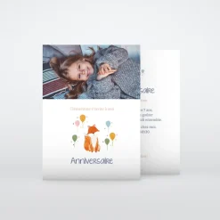 Carte Invitation Anniversaire Enfant Animaux^Planet cards Petit renard et ballons