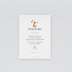 Carte Invitation Anniversaire Enfant Animaux^Planet cards Petit renard et ballons