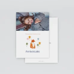 Carte Invitation Anniversaire Enfant Animaux^Planet cards Petit renard et ballons