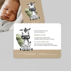 Faire-part Baptême Civil^Planet cards Petit Zèbre