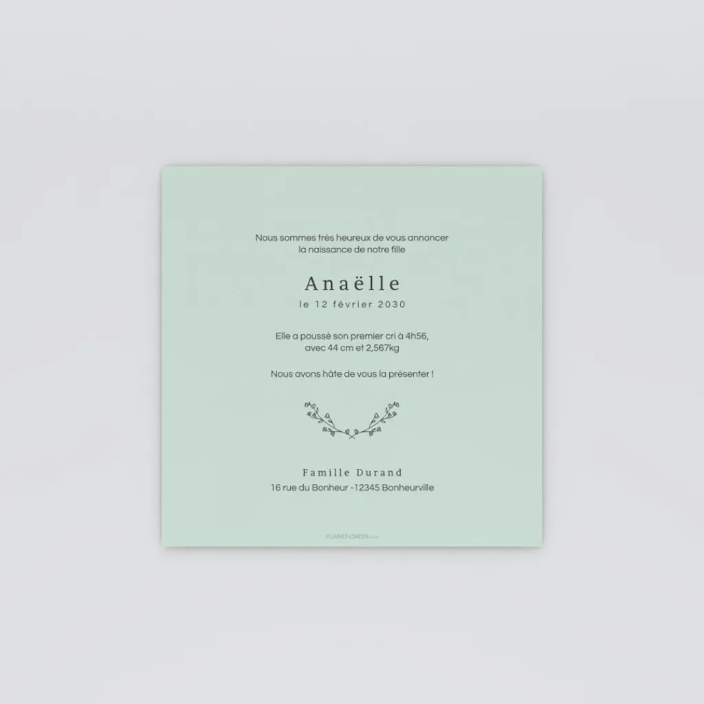 Faire-part Naissance Fille^Planet cards Petite Fleur